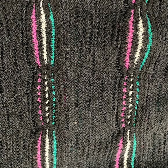 Vintage St. Croix black pullover sweater chunky 80s knit size M 100% cotton - Picture 5 of 8